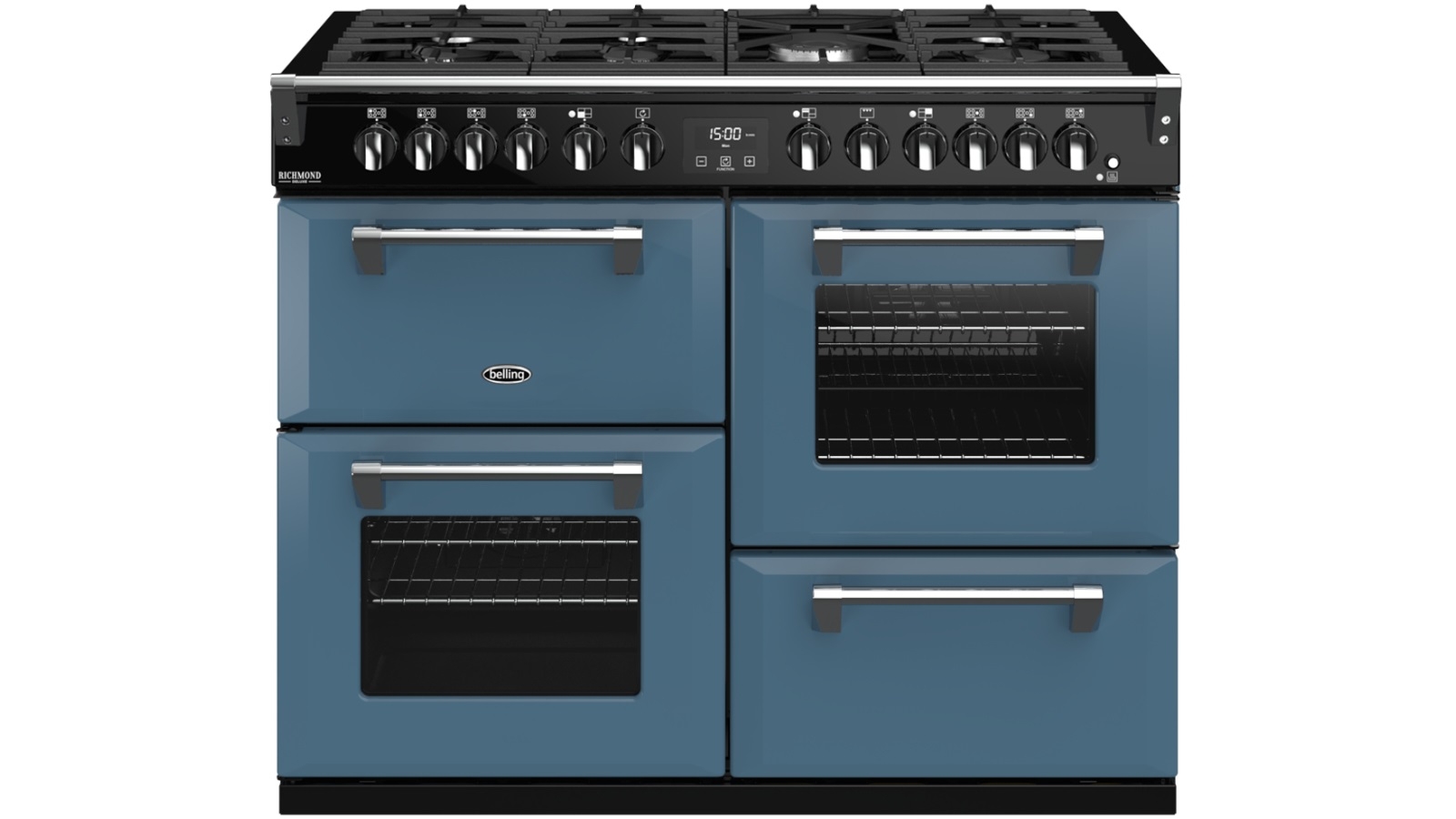 belling 900mm richmond deluxe dual fuel range cooker