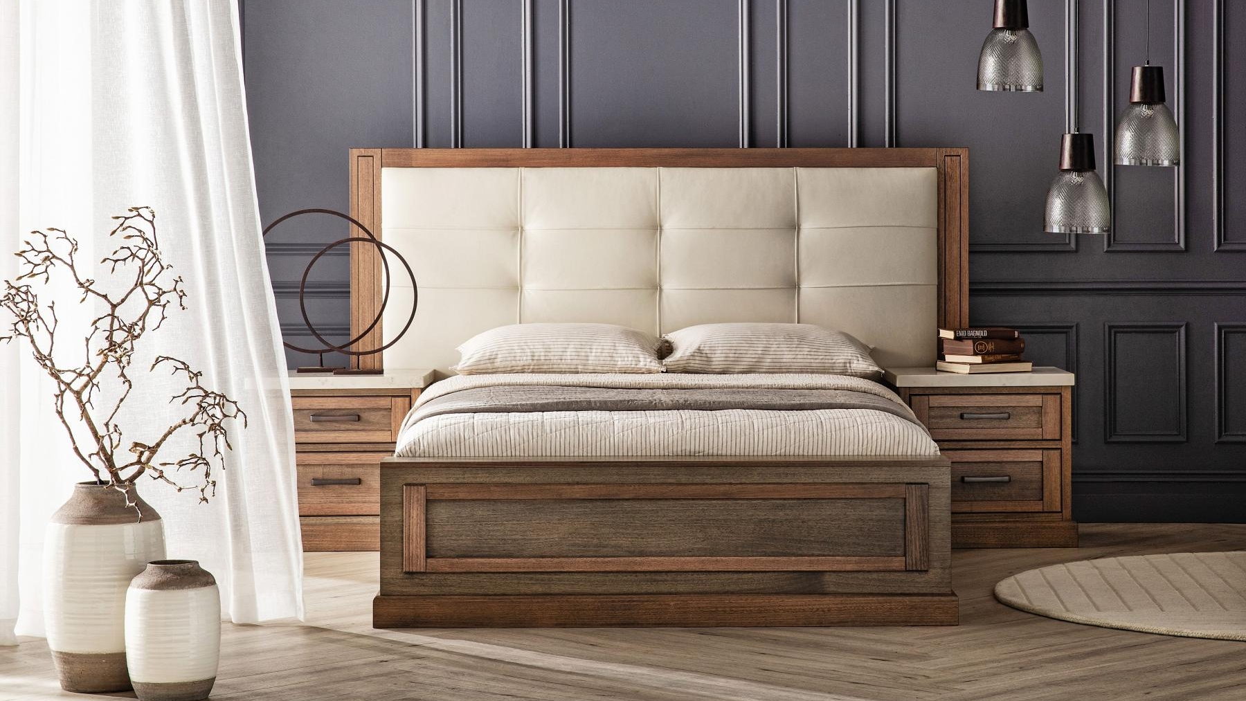 Hamptons Bed Frame With Bedhead, King Size Bed Suite Australia