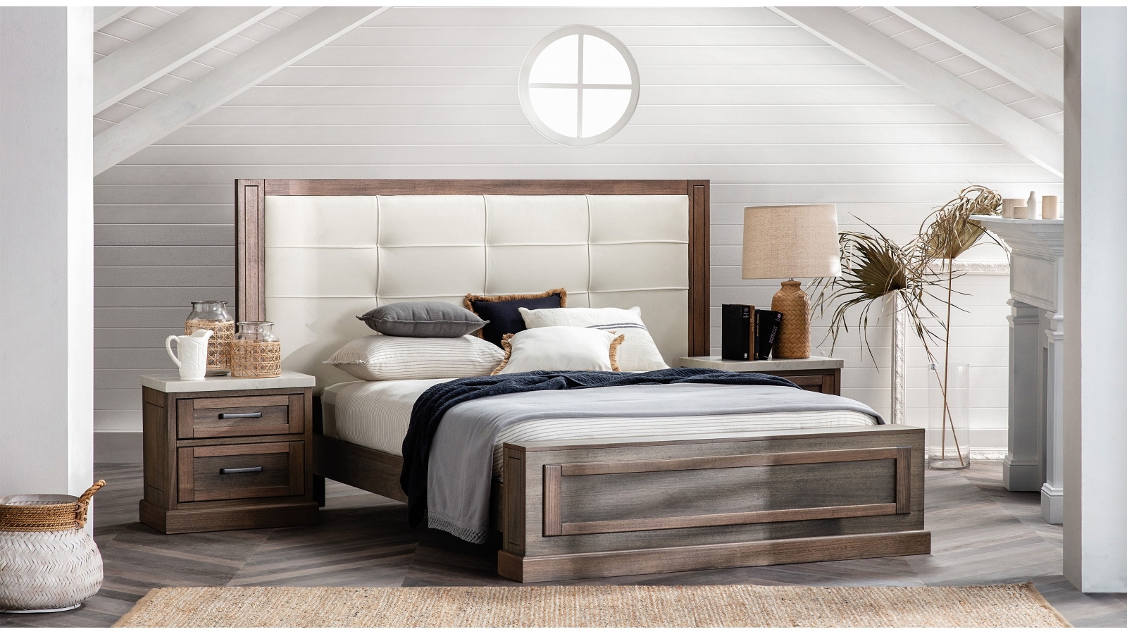 Buy Hamptons Bed Frame With Bedhead Domayne Au