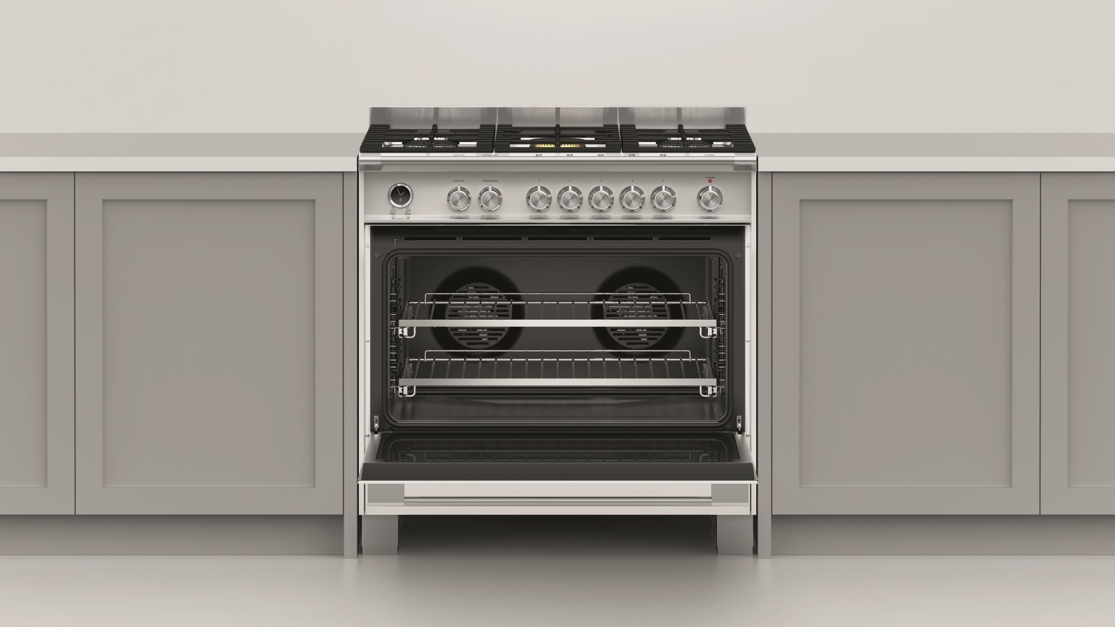 fisher & paykel 900mm pyrolytic dual fuel freestanding cooker