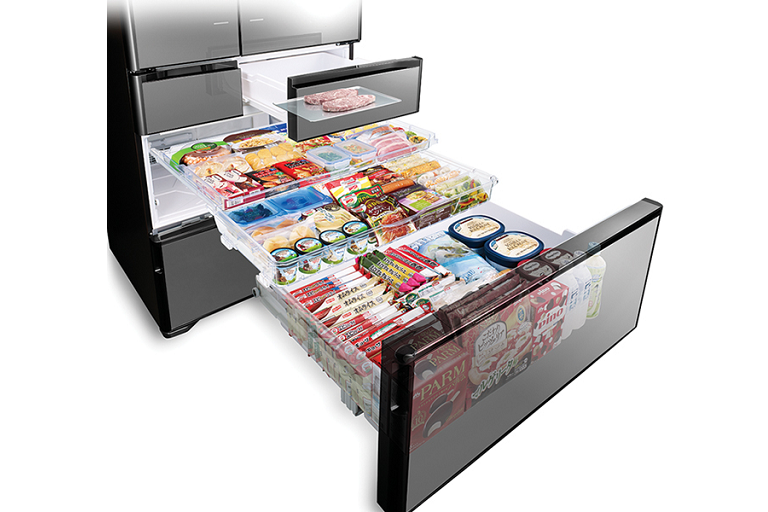 Hitachi R Zx740kaxk 735l Black Glass French Door Fridge Glass Door Ideas