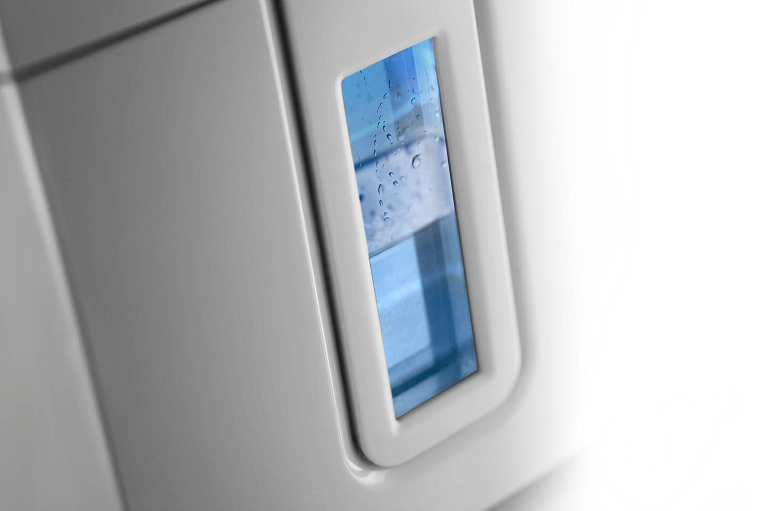 Close image of the DeLonghi dehumidifier's water resevoir